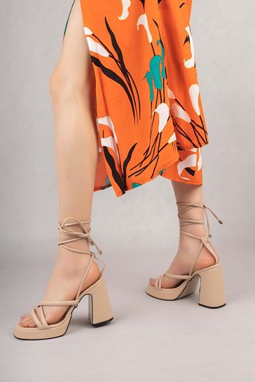 Freemax Kadın Yüksek Klasik 10 cm Topuklu Platform Ayakkabıı Byc 1005 Ten