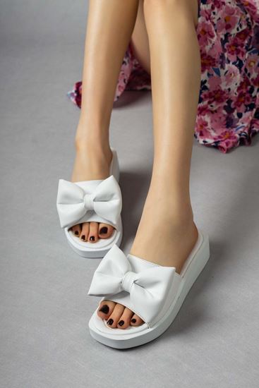 Freemax Kadın Fiyonk Detaylı Günlük Terlik Ppl.4040 Beyaz