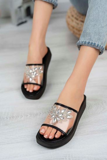 Freemax Kadın Garantili  Taşlı Terlik Ppl.5050 Siyah