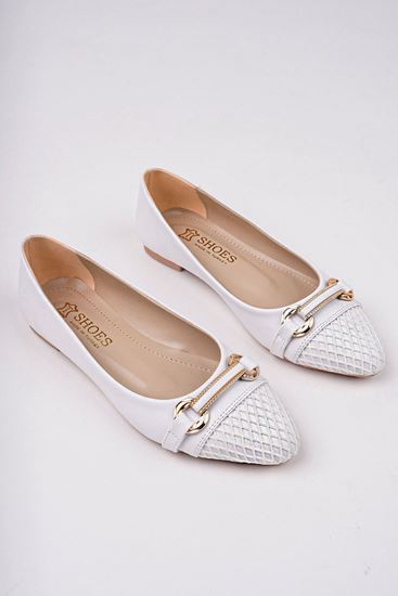 Freemax Kadın Yazlık Rahat Fileli Sivri Burun Babet Ayakkabı Freemax.2024.055 Beyaz