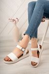 Freemax Kadın Garantili Çok Hafif Rahat 4 cm Topuk Eva Taban Platform Sandalet Snr K22 Beyaz