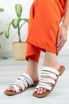 Freemax Kadın Hakiki Deri Garantili Çok Hafif Rahat 2 cm Topuk Eva Taban Sandalet Snr K704 Beyaz