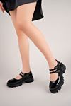 Freemax Kadın 5 cm Topuklu Günlük Klasik Kolej Ayakkabı Ckr.013 Siyah