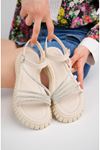 Freemax Kadın Sandalet Taş Detaylı Garantili Abb.811 Ten