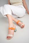 Freemax Kadın Klasik 6 cm Topuklu Renkli Ayakkabı abb.812 Ten Orange