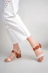 Freemax Kadın Klasik 6 cm Topuklu Renkli Ayakkabı abb.812 Ten Taba